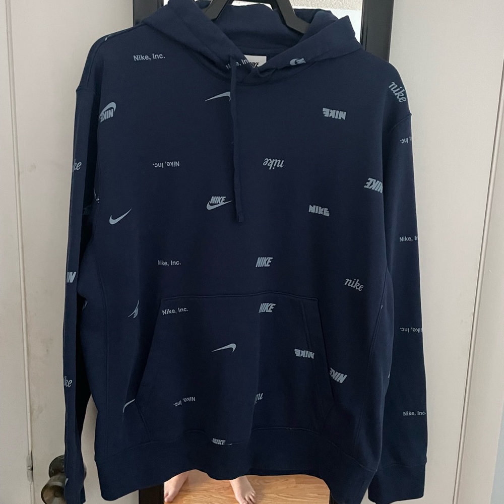 Nike Men's Dark Blue Logo Hoodie
